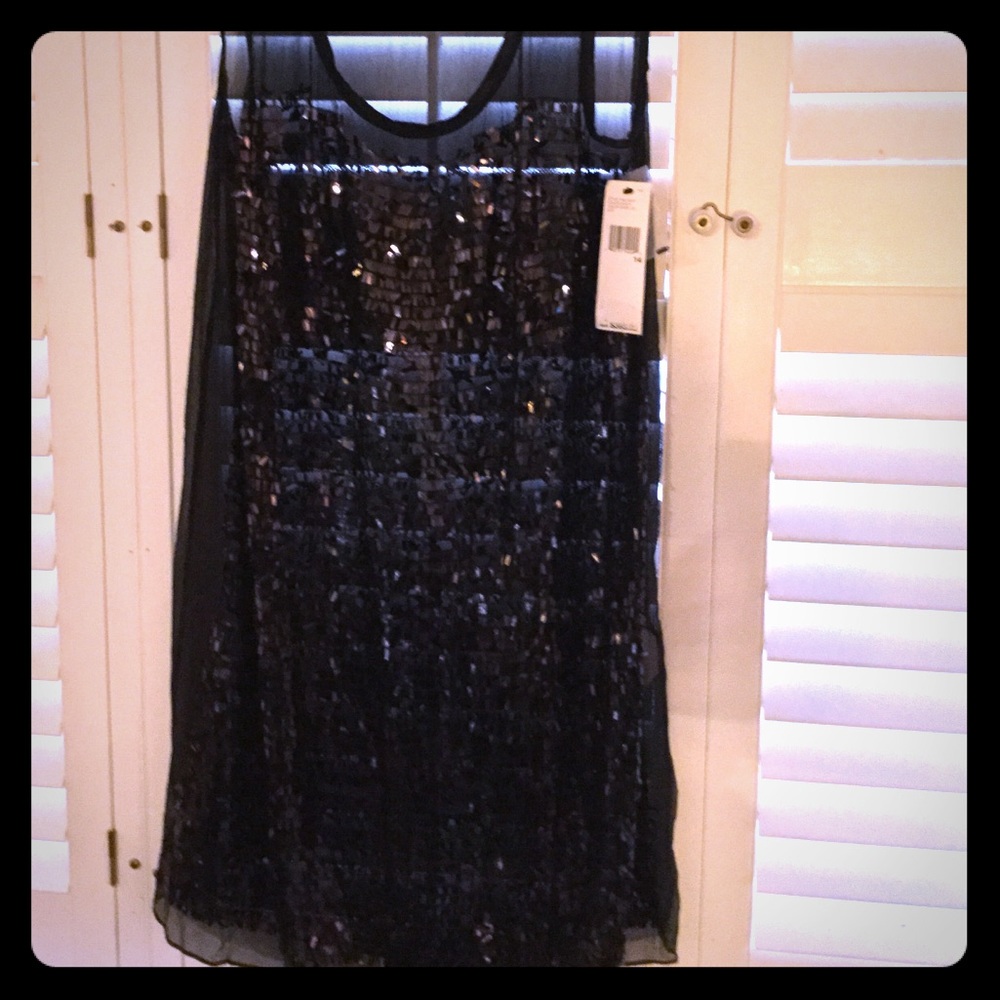 Wonderful little black sparkle sheer dress